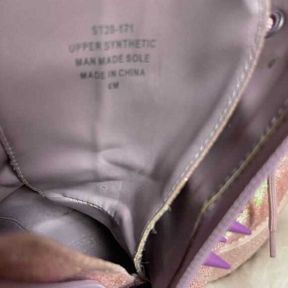 Sugar Thrillz Gothic Platform Pink Glitter lace upBoots  spikes accents SZ6 - Picture 11 of 13